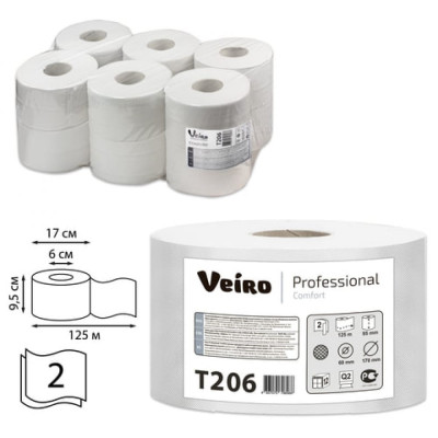 Двухслойная туалетная бумага VEIRO PROFESSIONAL Comfort T206 127087