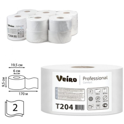 Двухслойная туалетная бумага VEIRO PROFESSIONAL Comfort T204 127085
