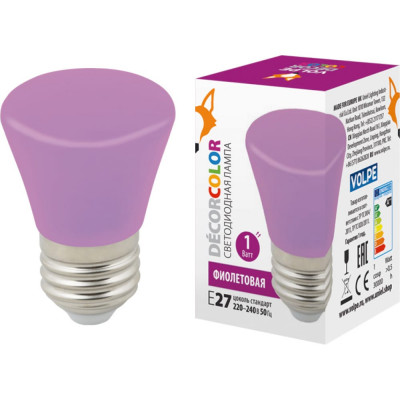 Декоративная светодиодная лампа Volpe LED-D45-1W/PURPLE/E27/FR/С BELL UL-00005644