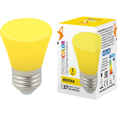 Декоративная светодиодная лампа Volpe LED-D45-1W/YELLOW/E27/FR/С BELL UL-00005641