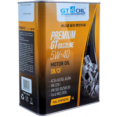 Масло GT OIL Premium Gasoline SAE 5W-40 API SN/CF 8809059407226