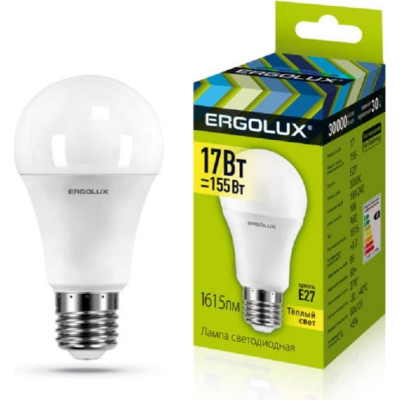 Электрическая светодиодная лампа Ergolux LED-A60-17W-E27-3K ЛОН 13179