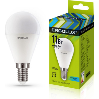 Светодиодная лампа Ergolux LED-G45-11W-E14-4K Шар 13628