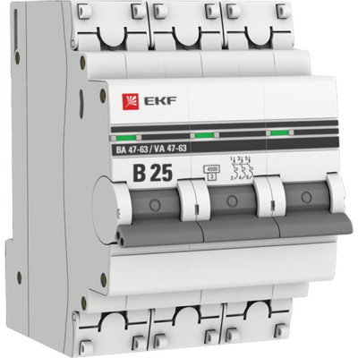 Автоматический выключатель EKF ВА 47-63 PROxima mcb4763-3-25B-pro
