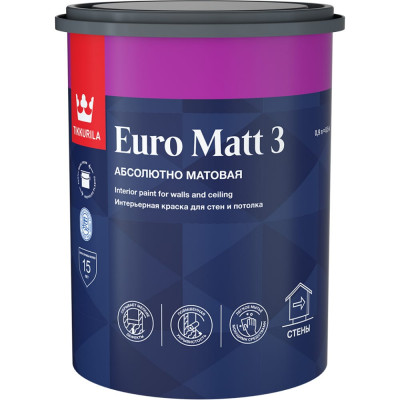 Интерьерная краска для стен и потолков Tikkurila EURO MATT 3 700001111