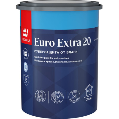 Моющаяся краска для влажных помещений Tikkurila euro extra-20 40597