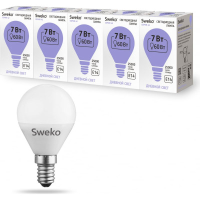 Светодиодная лампа Sweko 42LED-G45-7W-230-6500K-E14