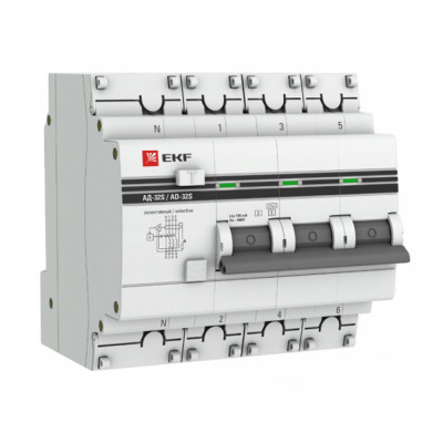 Селективный дифференциальный автомат EKF PROxima АД-32 DA32-63-100S-4P-pro