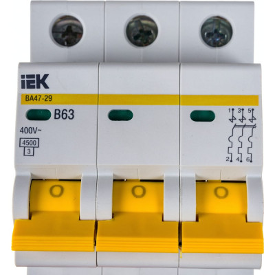 Модульный автоматический выключатель IEK MVA20-3-063-B