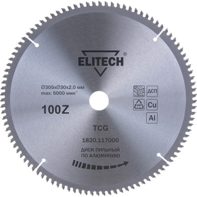 Пильный диск по алюминию Elitech 305х30х2 мм; 100Z 195632