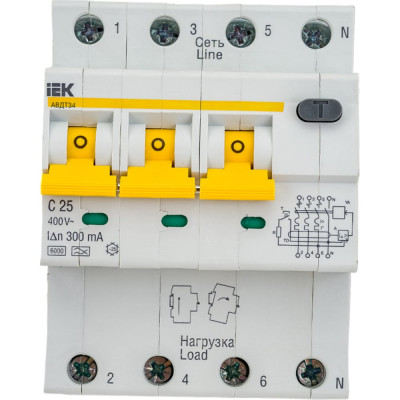 Автоматический выключатель дифференциального тока IEK АВДТ 34 MAD22-6-025-C-300