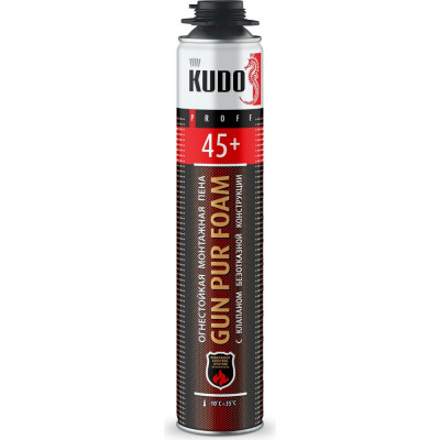 Всесезонная огнестойкая полиуретановая монтажная пена KUDO ПРОФ PROFF 45+ KUPPF10U45+