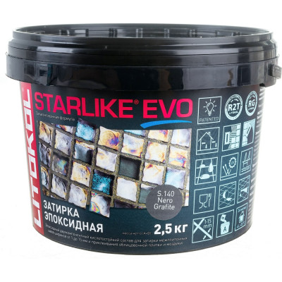 Эпоксидный состав для укладки и затирки мозаики и керамической плитки LITOKOL STARLIKE EVO S.140 NERO GRAFITE 485190003