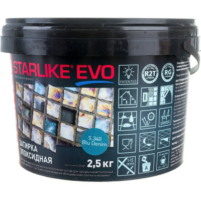 Эпоксидный состав для укладки и затирки мозаики и керамической плитки LITOKOL STARLIKE EVO S.340 BLU DENIM 485350003
