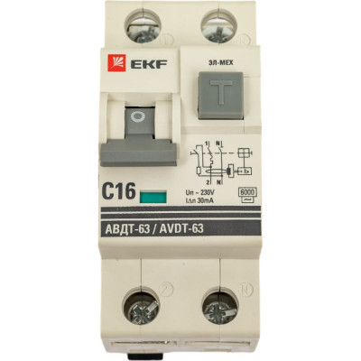 Электро-механический дифференциальный автомат EKF PROxima АВДТ-63 DA63-16-30-AC