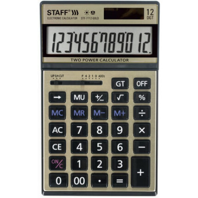Настольный металлический калькулятор Staff STF-7712-GOLD 250306