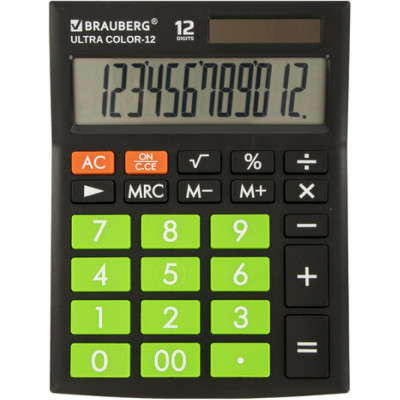Настольный калькулятор BRAUBERG ULTRA COLOR-12-BKLG 250498