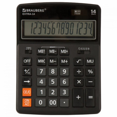 Настольный калькулятор BRAUBERG EXTRA-14-BK 250474