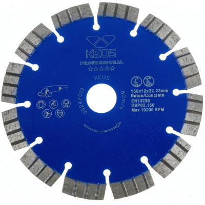 Сегментный алмазный диск по бетону KEOS Professional DBP02.150