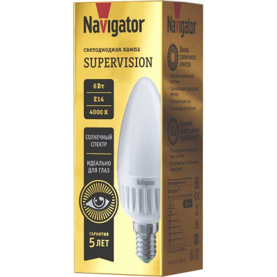 Лампа Navigator NLL-C37-6-230-4K-E14-FR-SV 80546