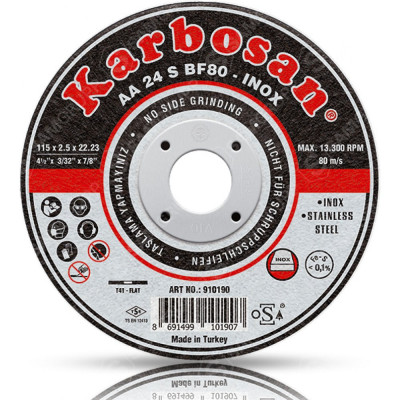 Отрезной диск по нержавеющей стали Karbosan INOX 10190