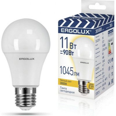 Светодиодная лампа Ergolux ЛОН LED-A60-11W-E27-3K ПРОМО 14458