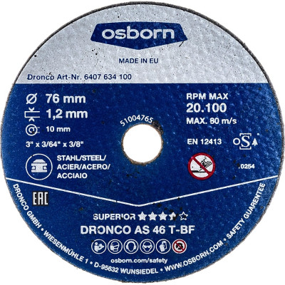 Отрезной диск по металлу DRONCO Superior AS46T Mini 6407634100