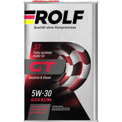 Синтетическое моторное масло Rolf GT SAE 5W-30, ACEA A3/B4 322619