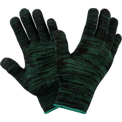 Двойные хлопчатобумажные перчатки Фабрика перчаток 5-10-ДВ-ЗЕЛ-БП-(M)