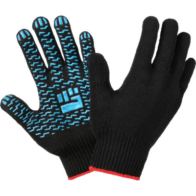 Плотные хлопчатобумажные перчатки Фабрика перчаток 6-10-ПЛ-ЧЕР-(L)
