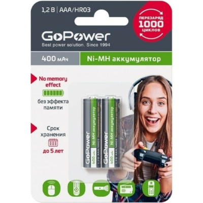 Бытовой аккумулятор GoPower HR03 00-00018319
