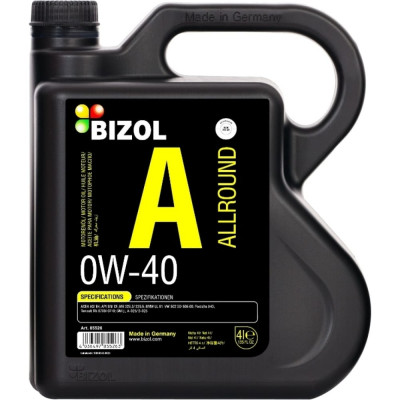 Синтетическое моторное масло Bizol Allround 0W-40, SN A3/B4 85526