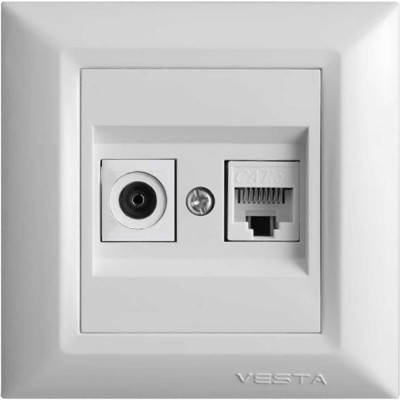 Двойная розетка для сетевого кабеля Vesta Electric Roma FRZTV010102BEL