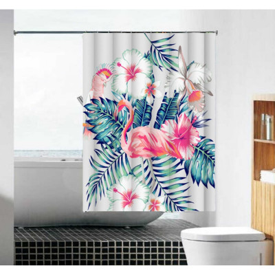 Тканевая шторка для ванной комнаты MELODIA Фламинго в цветах MZ-104 20989