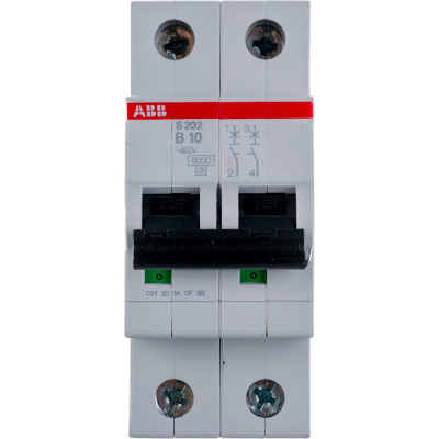 Двухполюсной автоматический выключатель ABB S202 2CDS252001R0105
