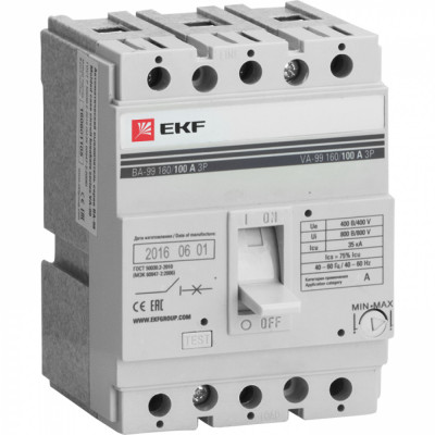 Трехполюсной автоматический выключатель EKF ВА-99/160 mccb99-160-100