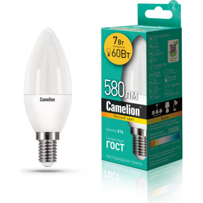 Светодиодная лампа Camelion LED7-C35/830/E14 12073