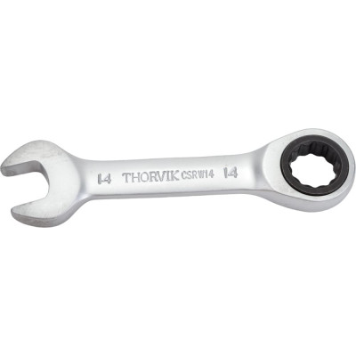 Комбинированный трещоточный короткий гаечный ключ THORVIK CSRW14 53523