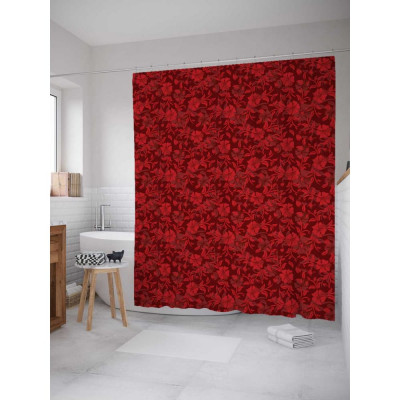 Шторка-занавеска для ванной JOYARTY Красные цветы sc_30689
