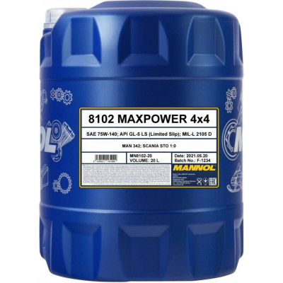 Синтетическое трансмиссионное масло MANNOL MAXPOWER 4x4 75W140 1497