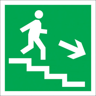 Знак Стандарт Знак Знак Направление к эвакуационному выходу Е13 по лестнице вниз, направо 00-00024576
