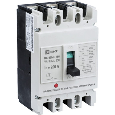 Автоматический выключатель EKF ВА-99МL Basic mccb99-250-200mi