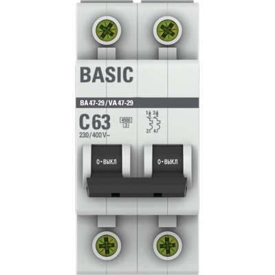 Автоматический выключатель EKF Basic ВА 47-29 mcb4729-2-63C