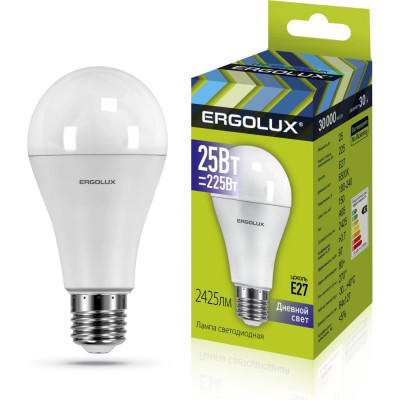 Светодиодная лампа Ergolux LED-A65-25W-E27-6K ЛОН 14228