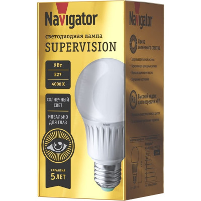 Лампа Navigator NLL-A60-9-230-4K-E27-FR-SV 80549