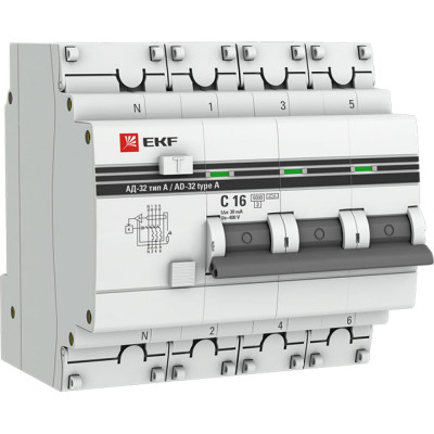 Дифференциальный автомат EKF PROxima АД-32 DA32-6-16-30-4P-a-pro