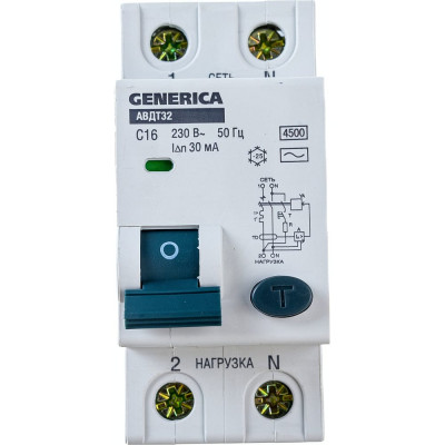Автоматический выключатель дифференциального тока GENERICA АВДТ 32 C16 MAD25-5-016-C-30