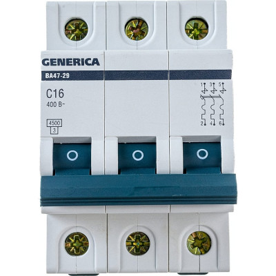 Автоматический выключатель GENERICA ВА47-29 MVA25-3-016-C