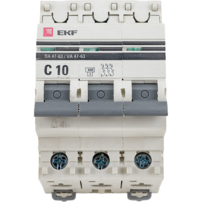 Трехполюсной автоматический выключатель EKF ВА47-63 mcb4763-3-10C-pro