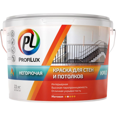 Водно-дисперсионная негорючая краска для стен и потолков Profilux МП00-007310